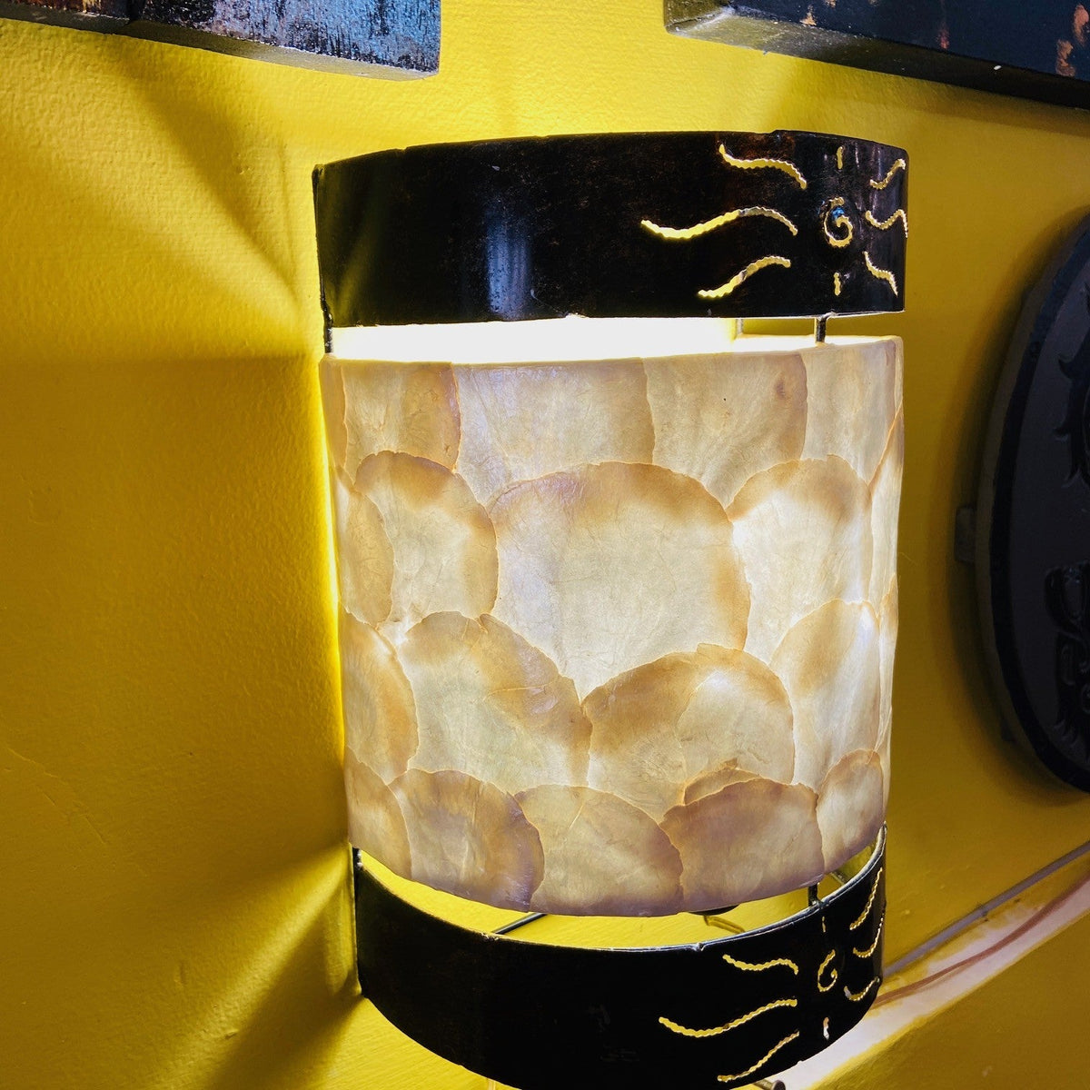 Applique madre perla ferrobattuto lampada etnica - ETNICBAY