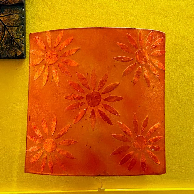 Ethnische Wandleuchte in Orange mit Perlmutt-Einlagen