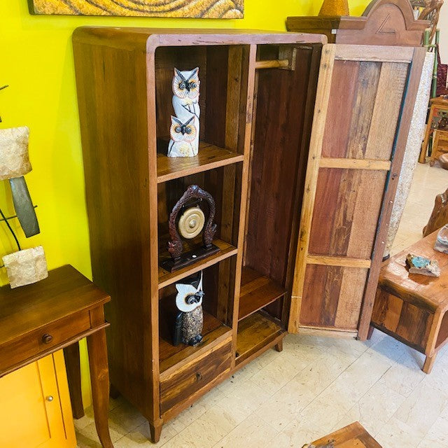 Armoire vintage en bois de teck, meuble d'entrée ethnique
