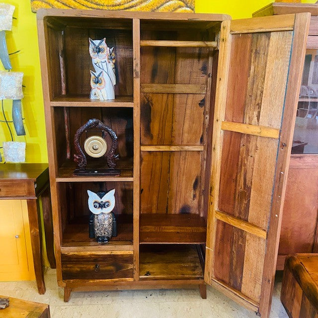 Armoire vintage en bois de teck, meuble d'entrée ethnique