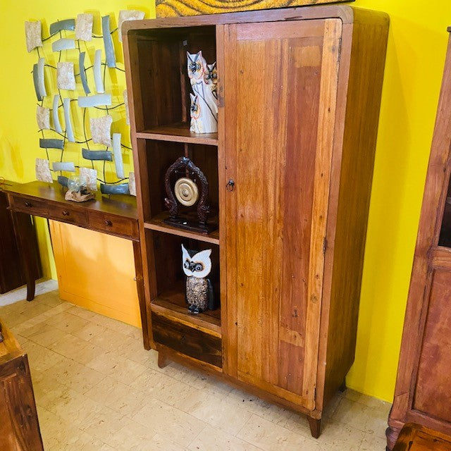 Armoire vintage en bois de teck, meuble d'entrée ethnique