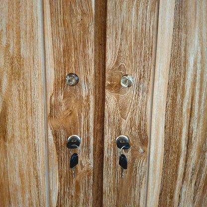 Teak wood wardrobe with pickled effect