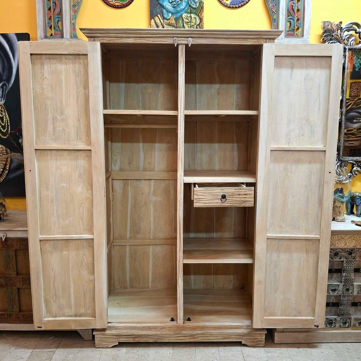 Armadio etnico in teak shabby chic guardaroba arte povera
