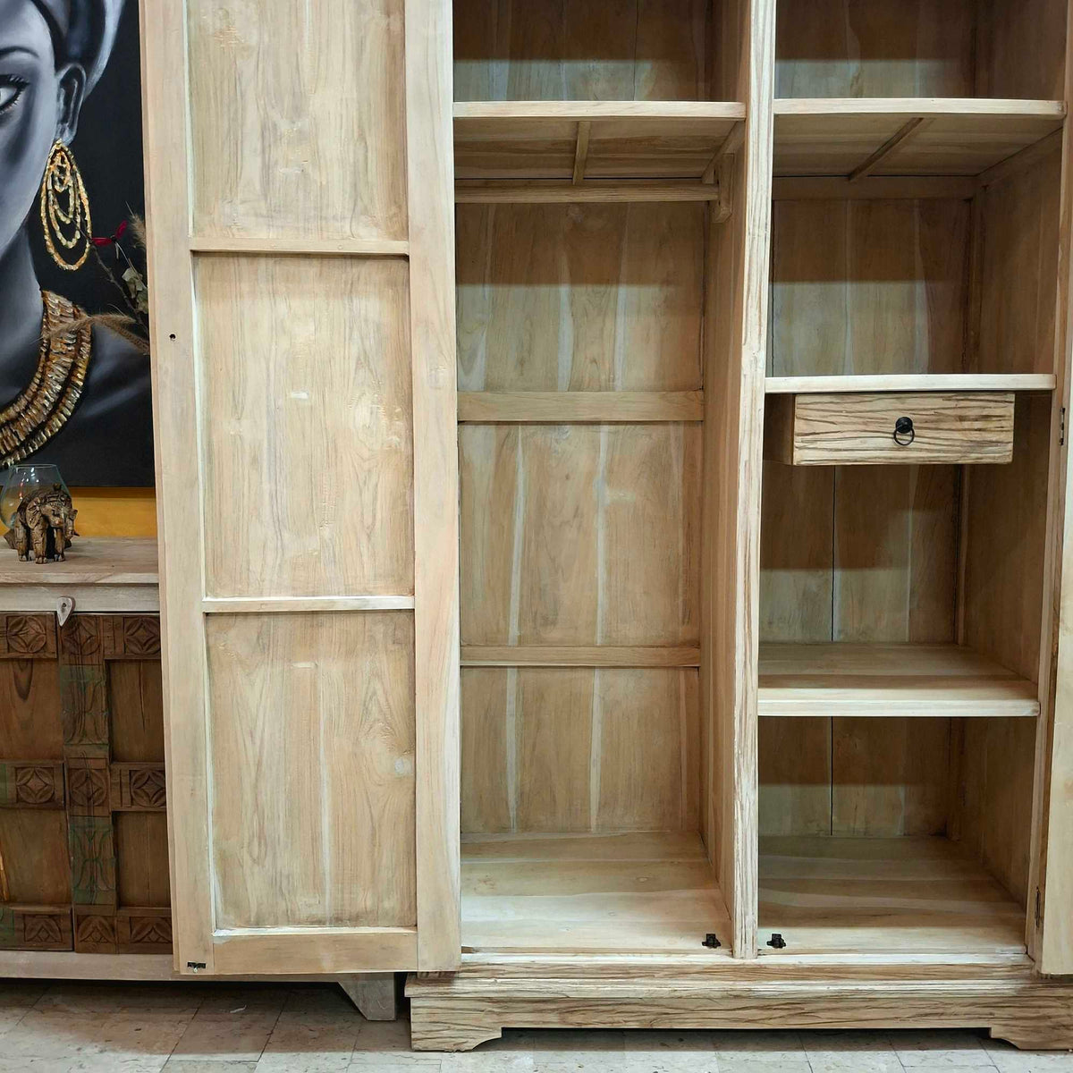 Armadio etnico in teak shabby chic guardaroba arte povera