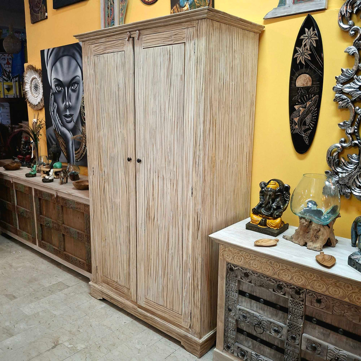 Armadio etnico in teak shabby chic guardaroba arte povera