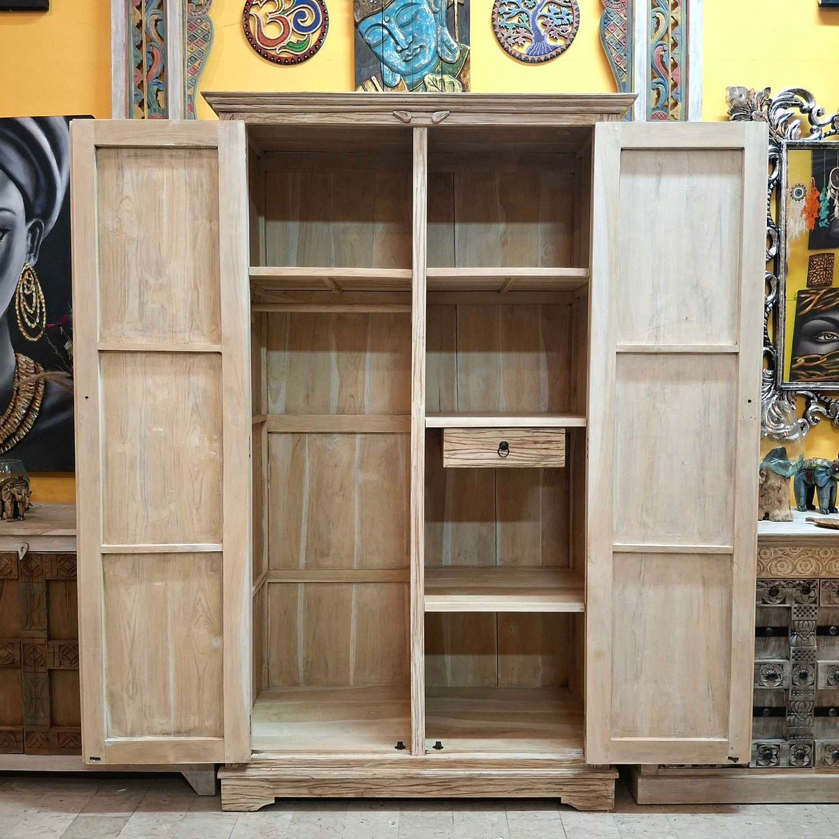 Armadio etnico in teak shabby chic guardaroba arte povera