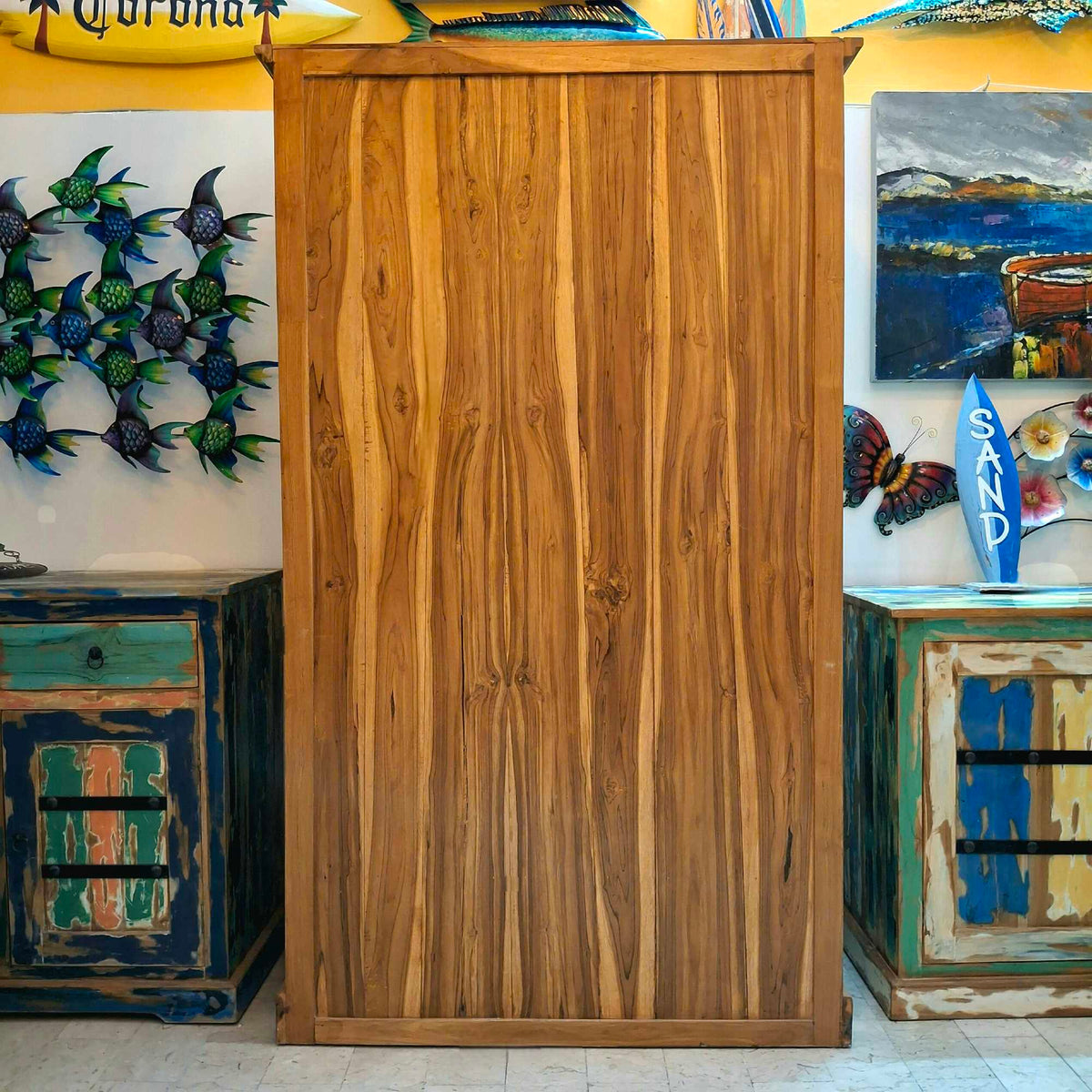 Ethischer Kleiderschrank aus Teakholz mit Schubladen