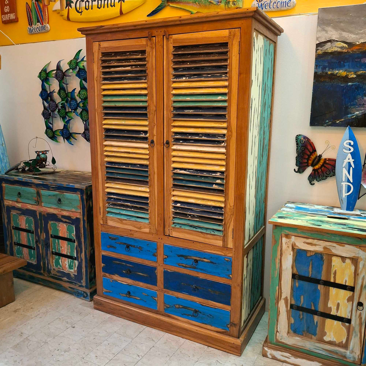 Armadio etnico in legno teak guardaroba cassetti