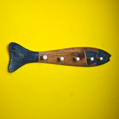 Attaccapanni pesce stile etnico appendiabiti intagliato