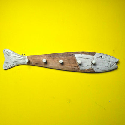 Attaccapanni pesce stile etnico intagliato appendiabiti