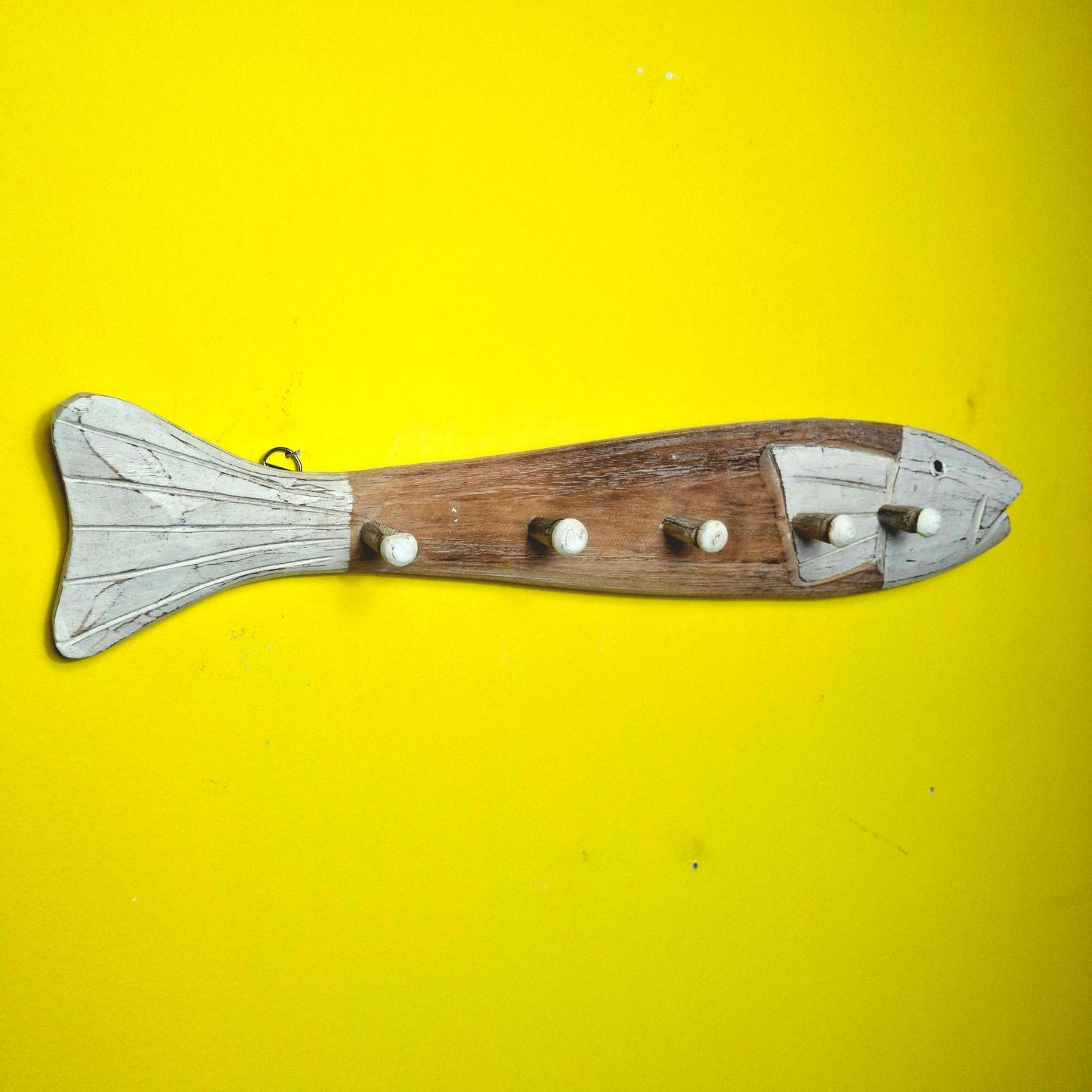 Attaccapanni pesce stile etnico intagliato appendiabiti