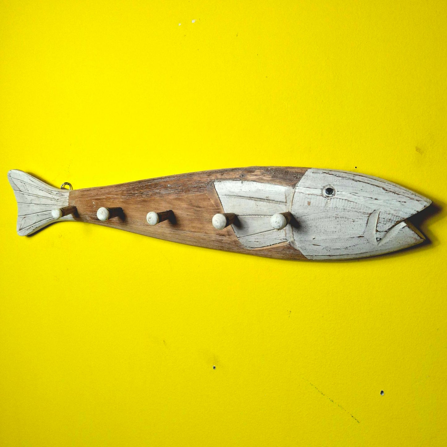 Attaccapanni pesce stile etnico intagliato appendiabiti