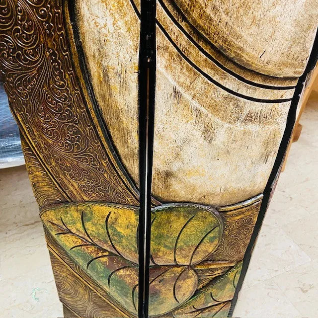 Buddha Separè in legno Quadro Etnico Pieghevole
