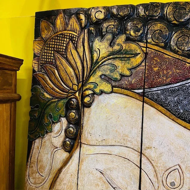 Buddha Separè in legno Quadro Etnico Pieghevole
