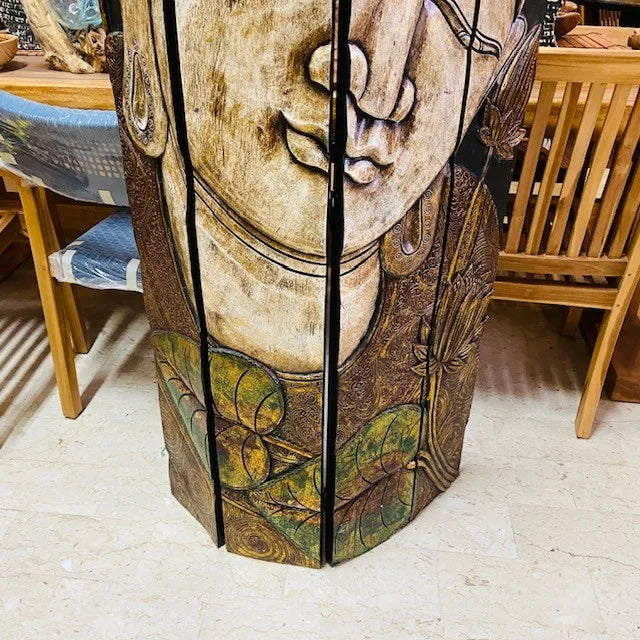 Buddha Separè in legno Quadro Etnico Pieghevole