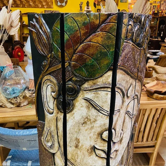 Buddha Separè in legno Quadro Etnico Pieghevole
