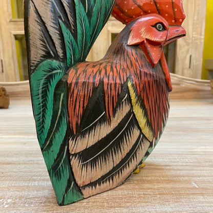 Rooster handcrafted wooden sculpture ethnic furniture