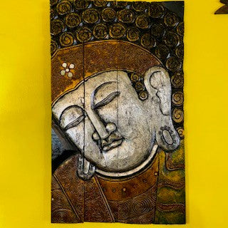 Table pliante en bois gaufré avec peinture de Bouddha
