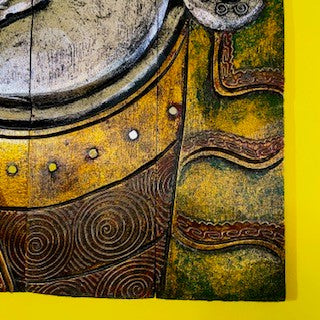 Buddha Painting Folding Embossed Wood Table