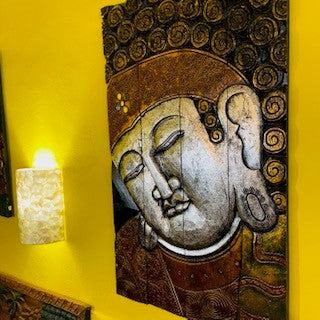 Buddha Painting Folding Embossed Wood Table
