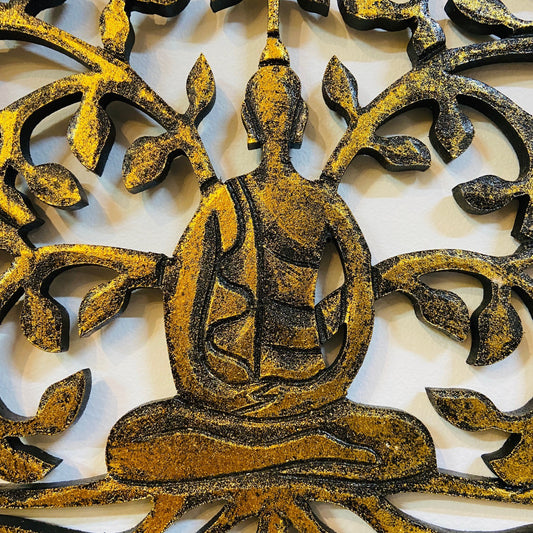 Décoration murale ronde Bouddha Arbre de vie