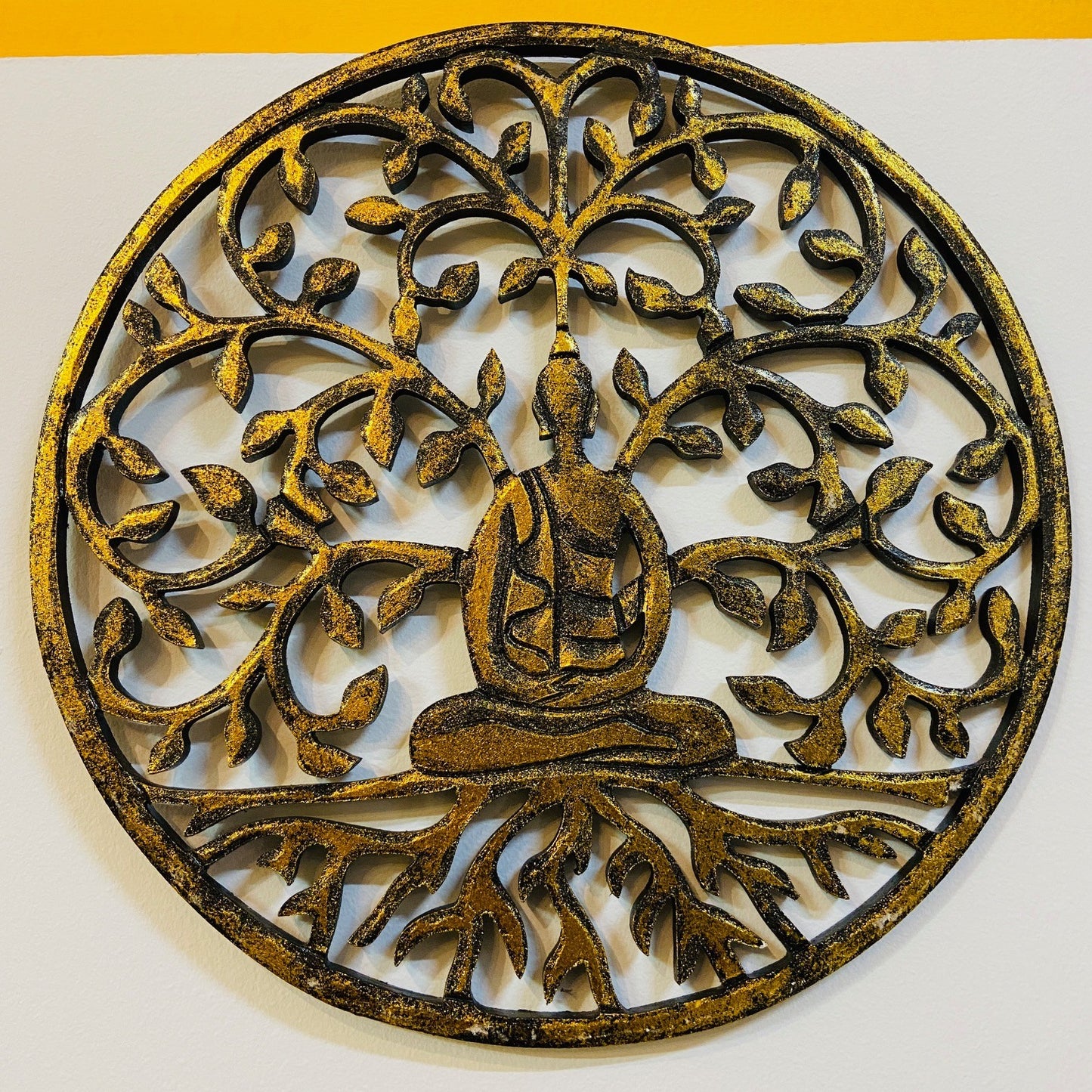 Décoration murale ronde Bouddha Arbre de vie