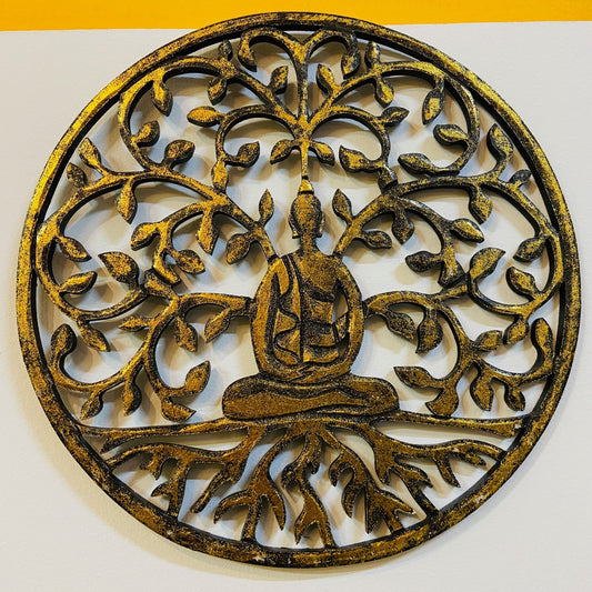 Décoration murale ronde Bouddha Arbre de vie