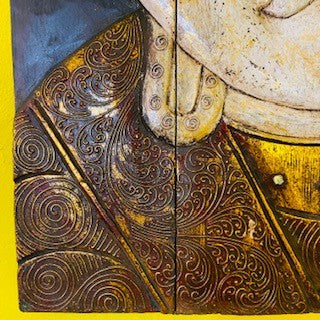 Buddha Ethnic Wooden Embossed Folding Picture