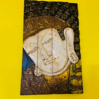 Buddha Ethnic Wooden Embossed Folding Picture