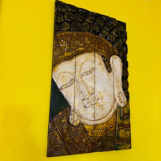 Buddha Quadro Etnico Legno In Rilievo Pieghevole - ETNICBAY