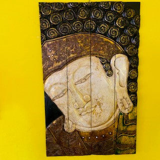 Tableau pliable en bois gaufré ethnique Bouddha