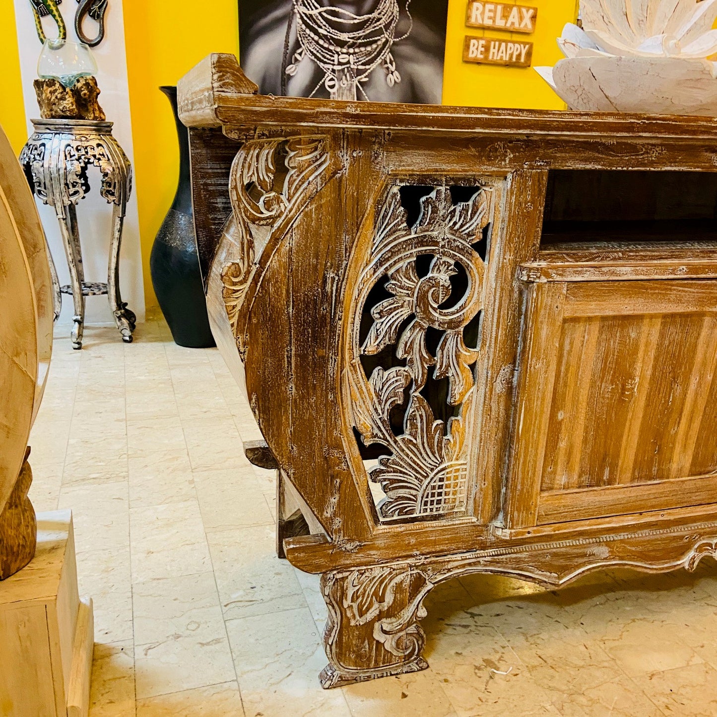 Meuble TV Buffet Meubles Ethnique Teck Shabby Vintage