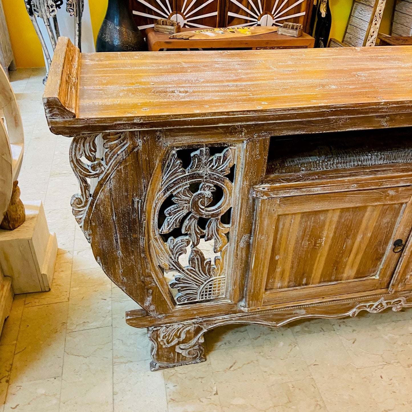 Meuble TV Buffet Meubles Ethnique Teck Shabby Vintage