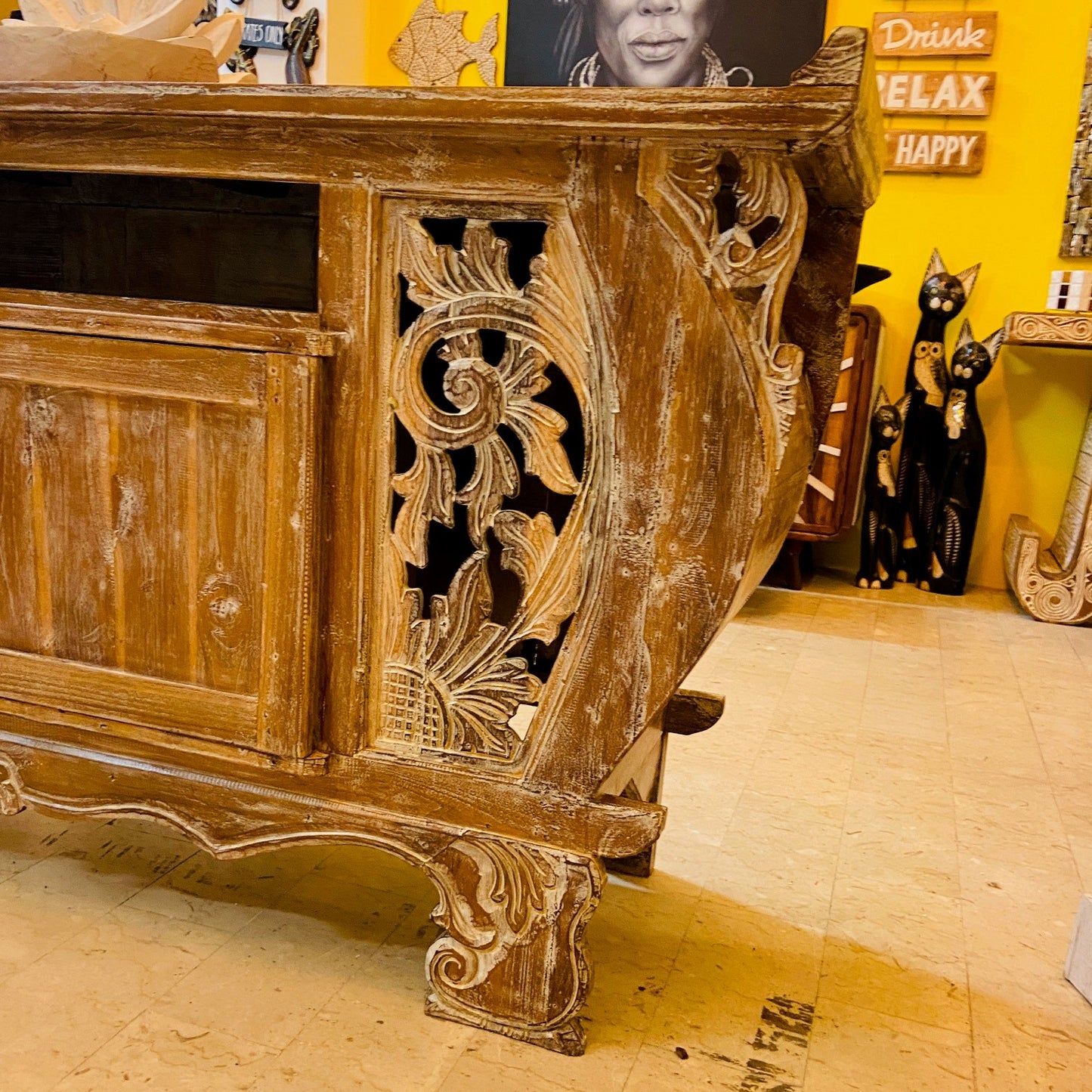 Meuble TV Buffet Meubles Ethnique Teck Shabby Vintage