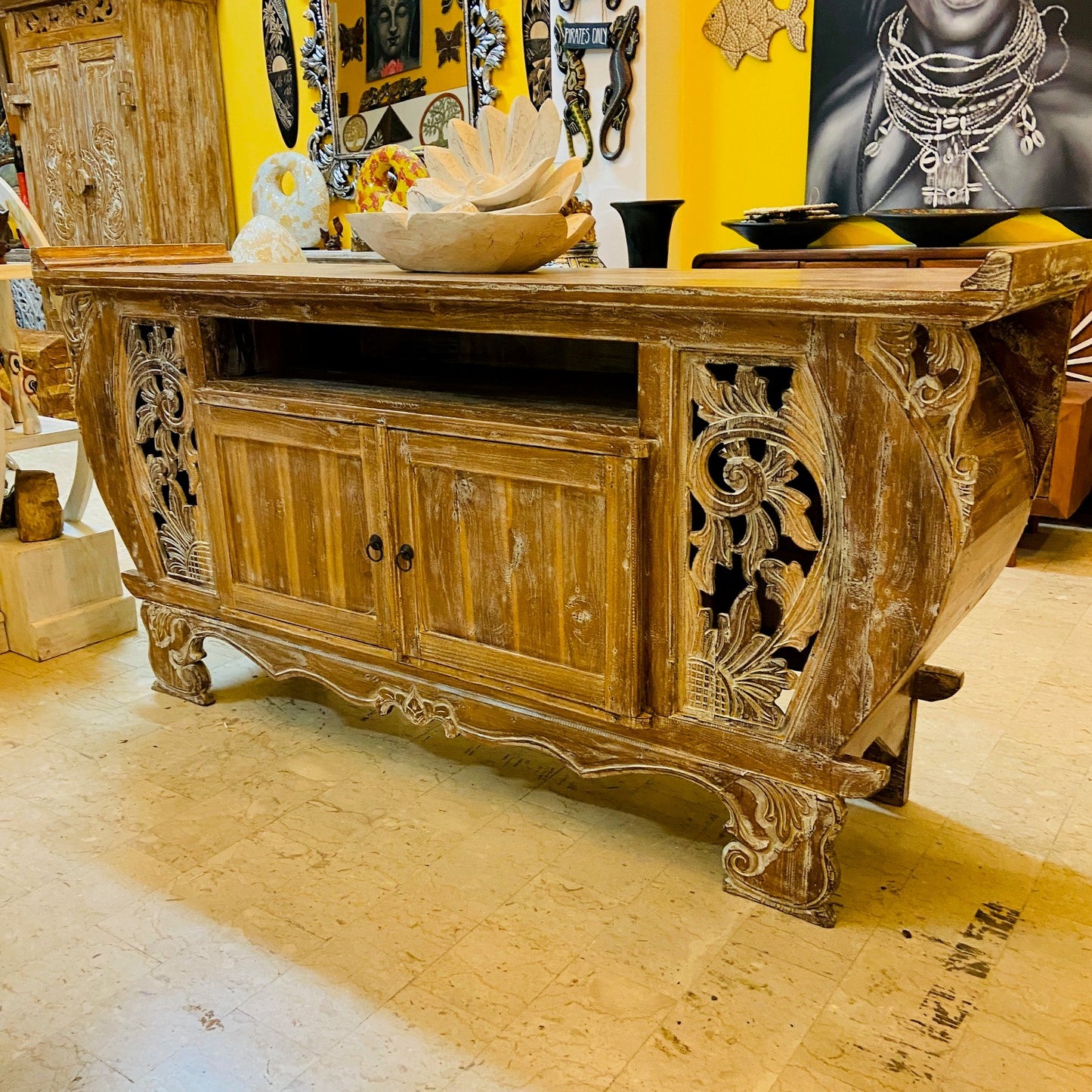 Meuble TV Buffet Meubles Ethnique Teck Shabby Vintage