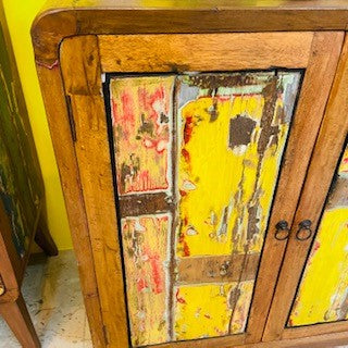 Buffet ethnique en teck meuble TV vintage en caisson