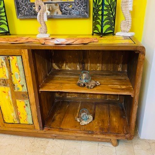 Buffet ethnique en teck meuble TV vintage en caisson