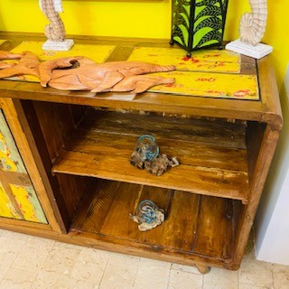 Buffet ethnique en teck meuble TV vintage en caisson