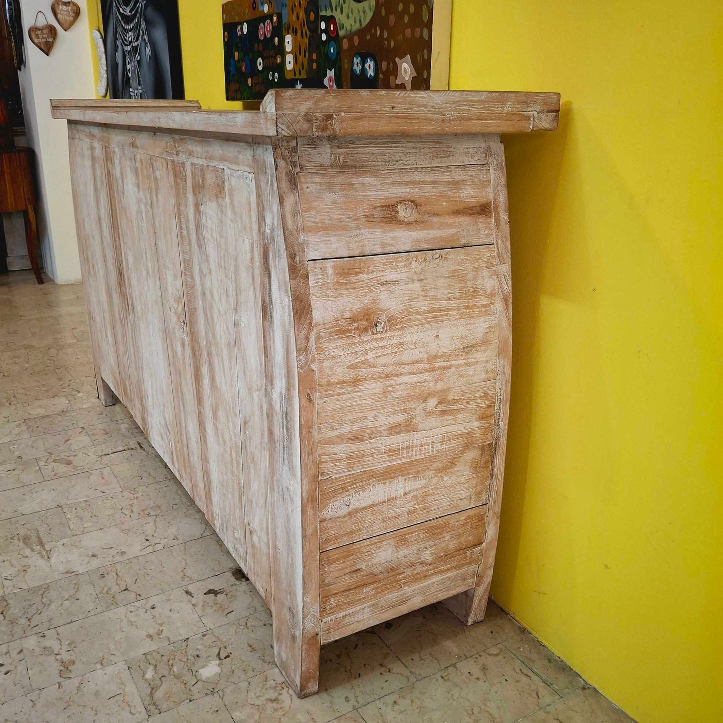 Buffet etnico madia intagliata in legno teak shabby chic