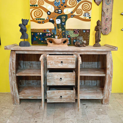 Buffet etnico madia intagliata in legno teak shabby chic