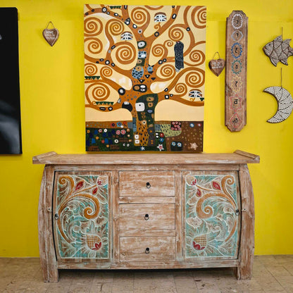 Buffet etnico madia intagliata in legno teak shabby chic