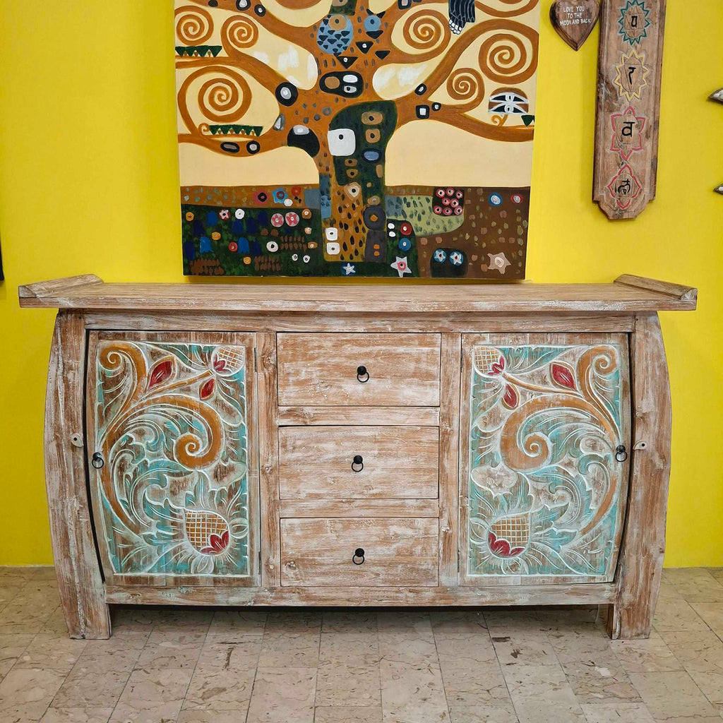 Buffet etnico madia pagoda in legno teak shabby