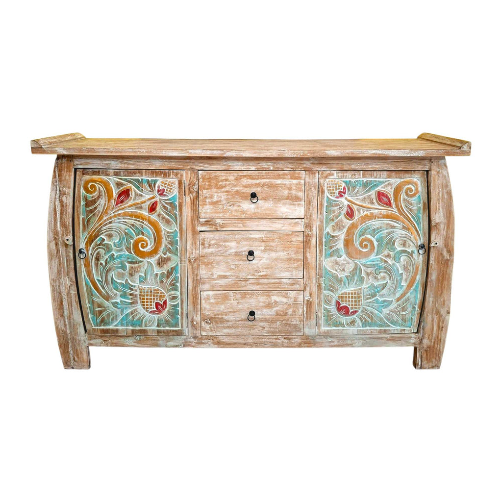 Buffet etnico madia pagoda in legno teak shabby