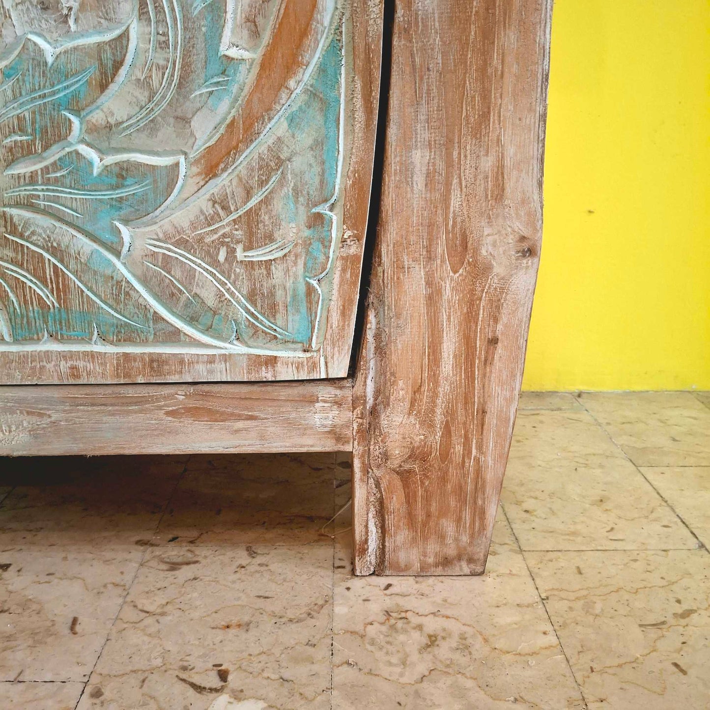 Buffet etnico madia intagliata in legno teak shabby chic