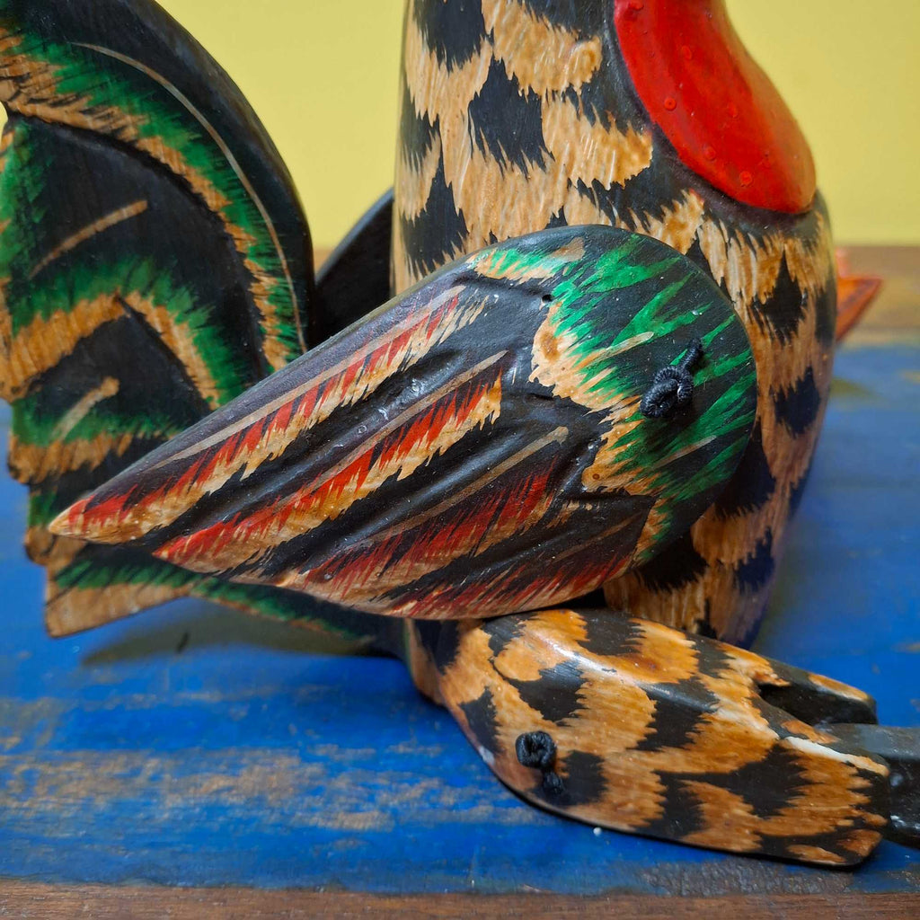 Gallo burattino decorativo statuetta in legno