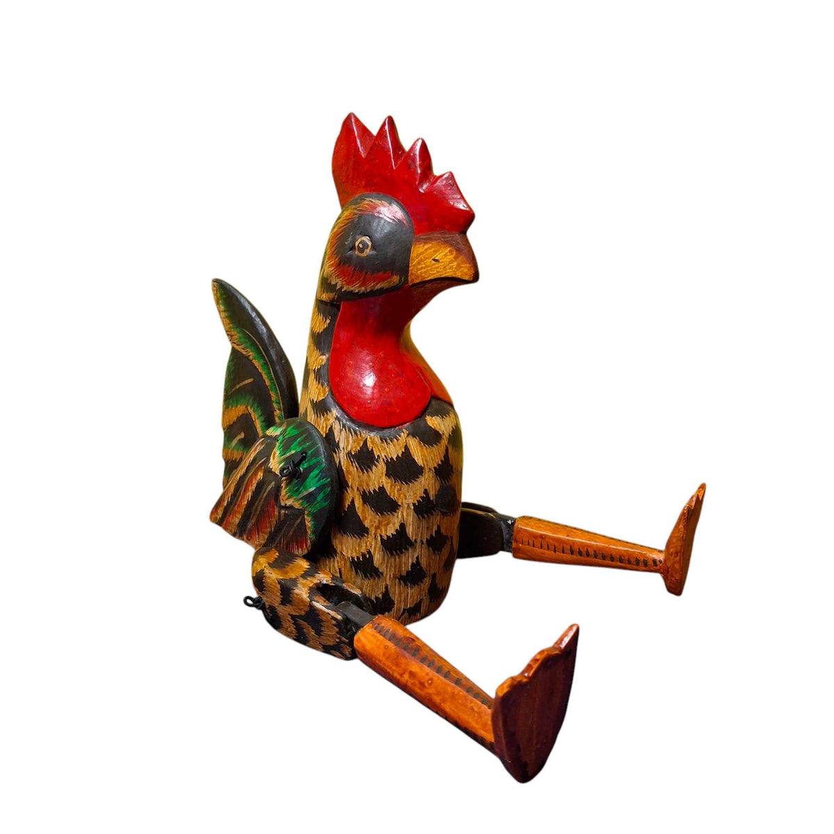 Gallo burattino decorativo statuetta in legno