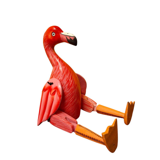 Statue de marionnette en bois de flamant rose