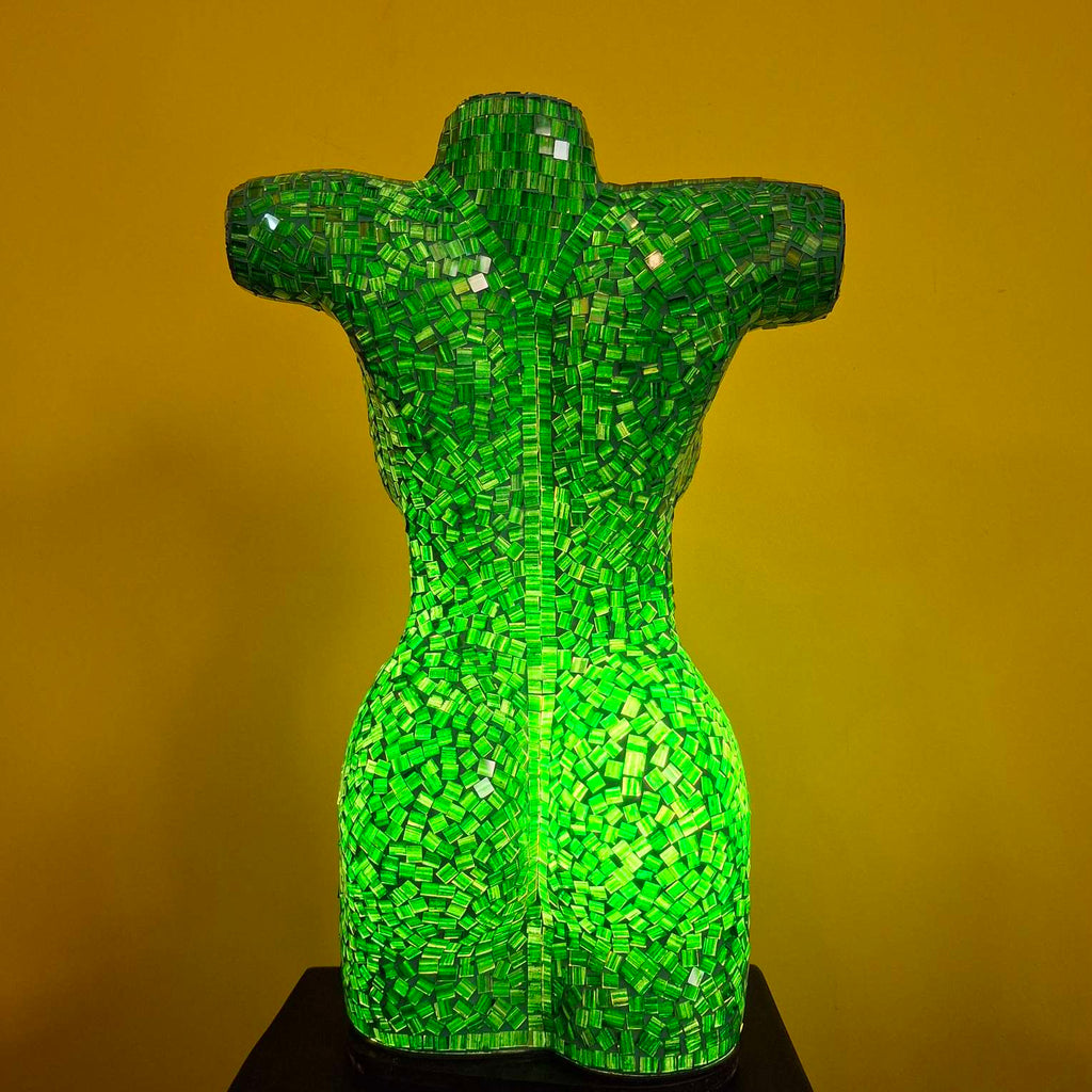 Lampada etnica Busto di donna abatjour in vetro