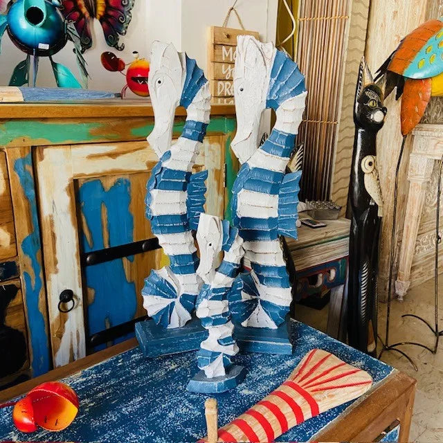 Cavalluccio marino arredo etnico bianco blue