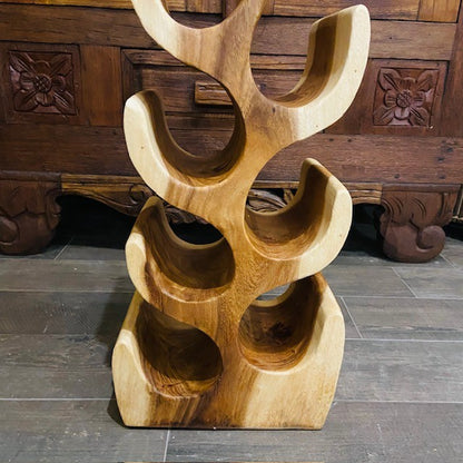 Cantinetta Porta Vino Etnica in legno Suar Massello della Linea Flintstones - ETNICBAY